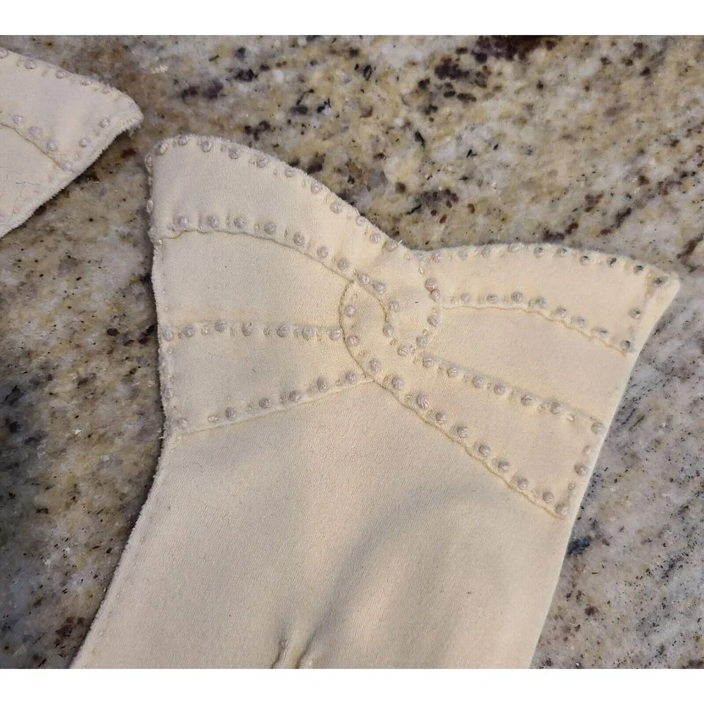 Vintage Size M Yellow Stretch Formal Cotton Gloves 9